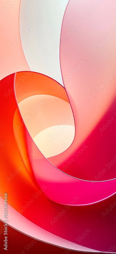 Poster vibrant abstract shapes swirl together creating a dynamic, colorful composition with gradients of re