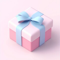 Obraz premium Elegant Gift Box With Pastel Colors and Ribbon Perfect for Birthdays, Celebrations, or Special Occasions in a Light Background