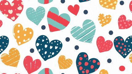 Romantic Seamless Love Heart Vector Background Design