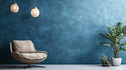An old blue plaster wall with delicate lighting and subtle texturing that gives it a timeless yet contemporary look
