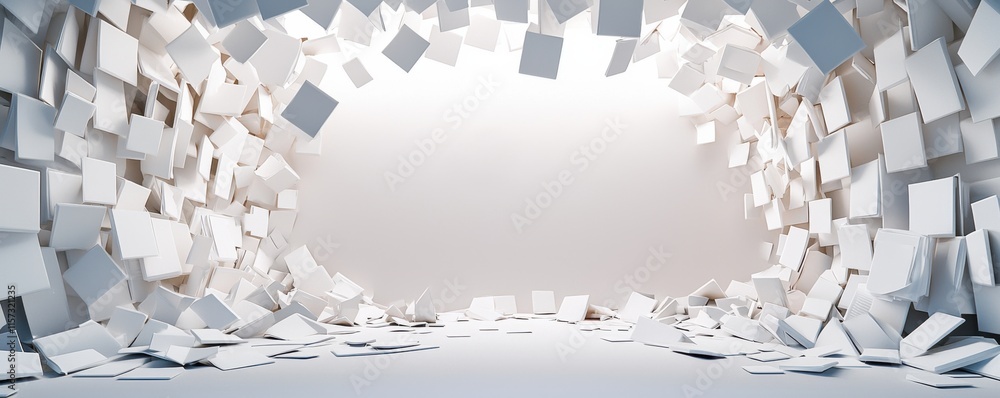 Leinwandbilder optical illusions and perception concepts. a dynamic scene featuring floating white pages creating a