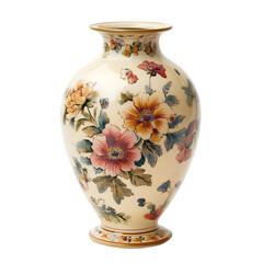Elegant Floral Porcelain Vase  Hand Painted Cream Pottery  Home Decor  Vintage Flowers  An