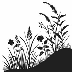 Alpine Meadow vector silhouette black design white background