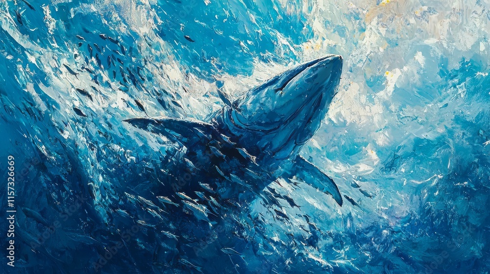 Poster Close-Up View of Small Fish Darting Around in a Vibrant Ocean Scene