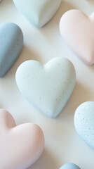 Fototapeta premium A background of pastel stone hearts.