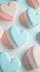 Fototapeta premium Pastel hearts background.
