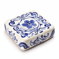 Square Porcelain Tile Blue and White Floral Pattern Ceramic Decor