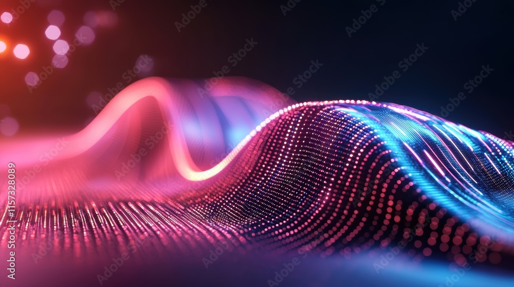 Poster document file export concept. a vibrant, abstract representation of flowing waves, illuminated by co