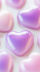 Background of glossy pastel hearts.