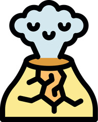 Adorable volcano erupting, with a cute smiling smoke cloud, perfect for children's books or educational materials