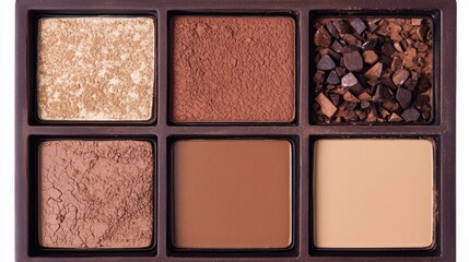 Fototapeta premium Various shades of makeup powder in a compact palette