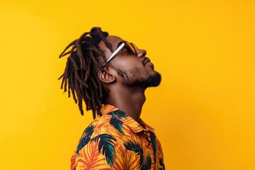 Obraz premium Confident Afro man with dreadlocks on vacation in summer.