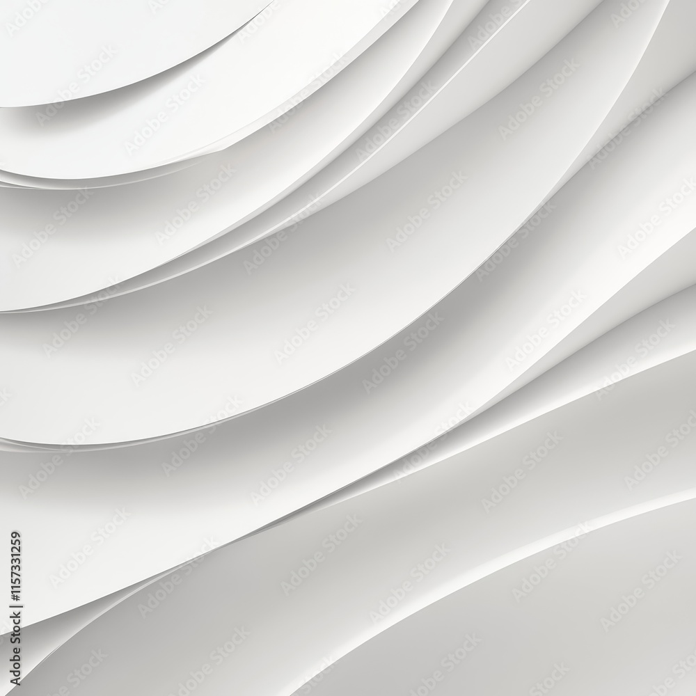 Poster abstract waves of textured white paper create a modern backdrop for design and art ideas in a creati