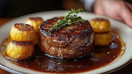 A chef presenting a beautifully plated dish in a culinary competition, showcasing mastery and pride