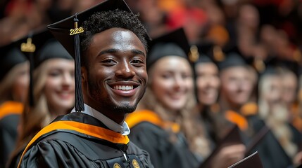 Fototapeta premium A graduate holding a diploma with family cheering in the background, representing personal accomplishment