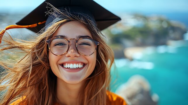 A graduate throwing their cap into the air with joy, representing a major life milestone achieved
