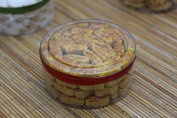 Delicious Kastengel Cookies in a Clear Container