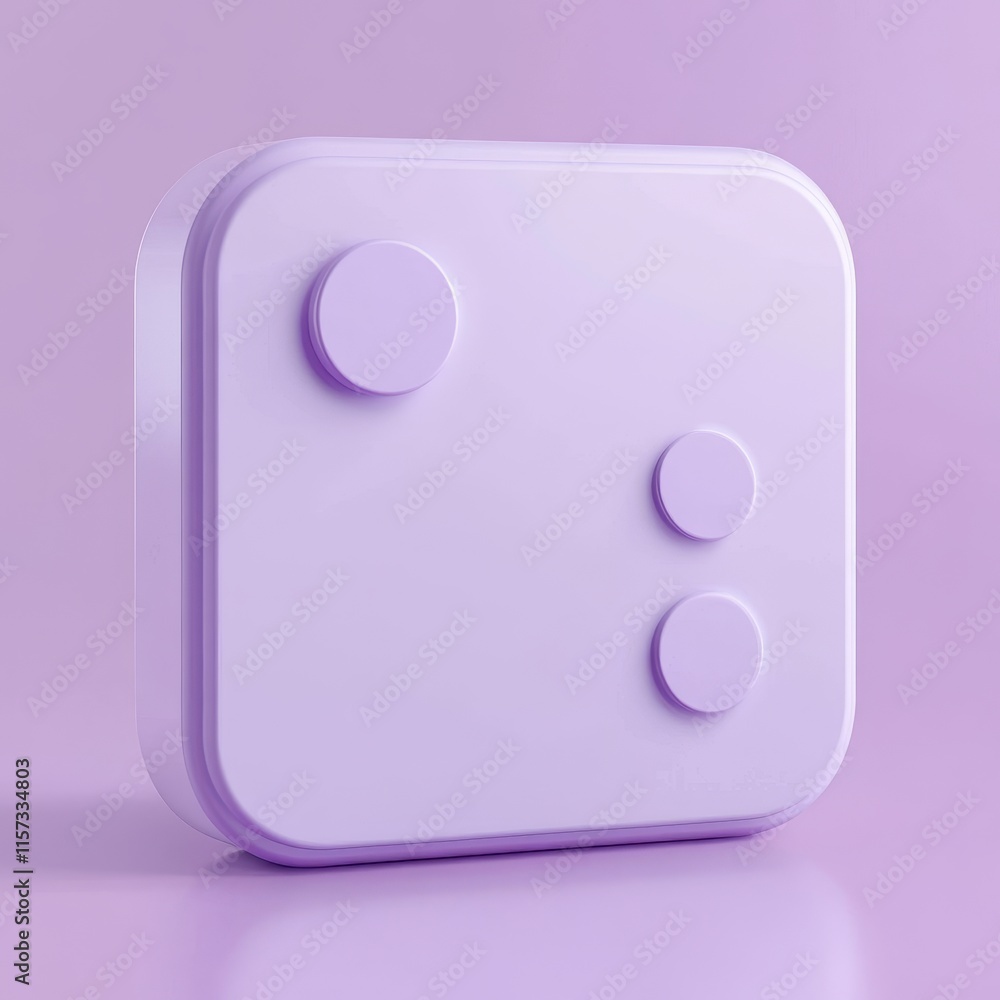 Poster abstract purple object with rounded shapes on a reflective surface, emphasizing minimalistic design 