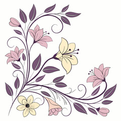 A romantic floral frame in shades of violet, pink, and yellow, perfect for adding a soft, elegant touch to any digital design.