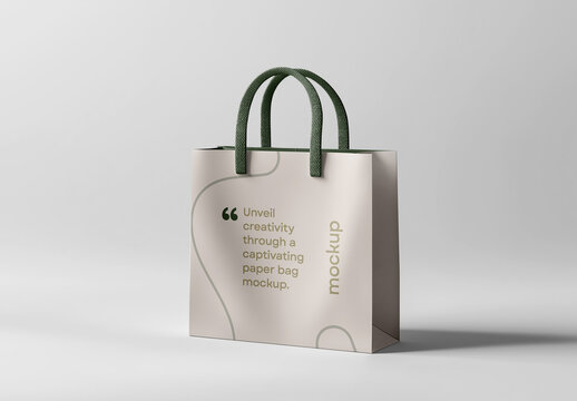 Elegant Paper Bag Mockup Created with AI &ndash; High-Resolution 300 PPI, Fully Customizable Design for Branding and Packaging Visualization