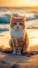 Obraz premium red cat on the beach