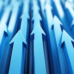 Bright Blue Arrows Pointing Upward Create a Dynamic Sense of Movement and Direction