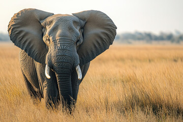 Fototapeta premium Landscape of an empty savanna, symbolizing declining populations of large mammals