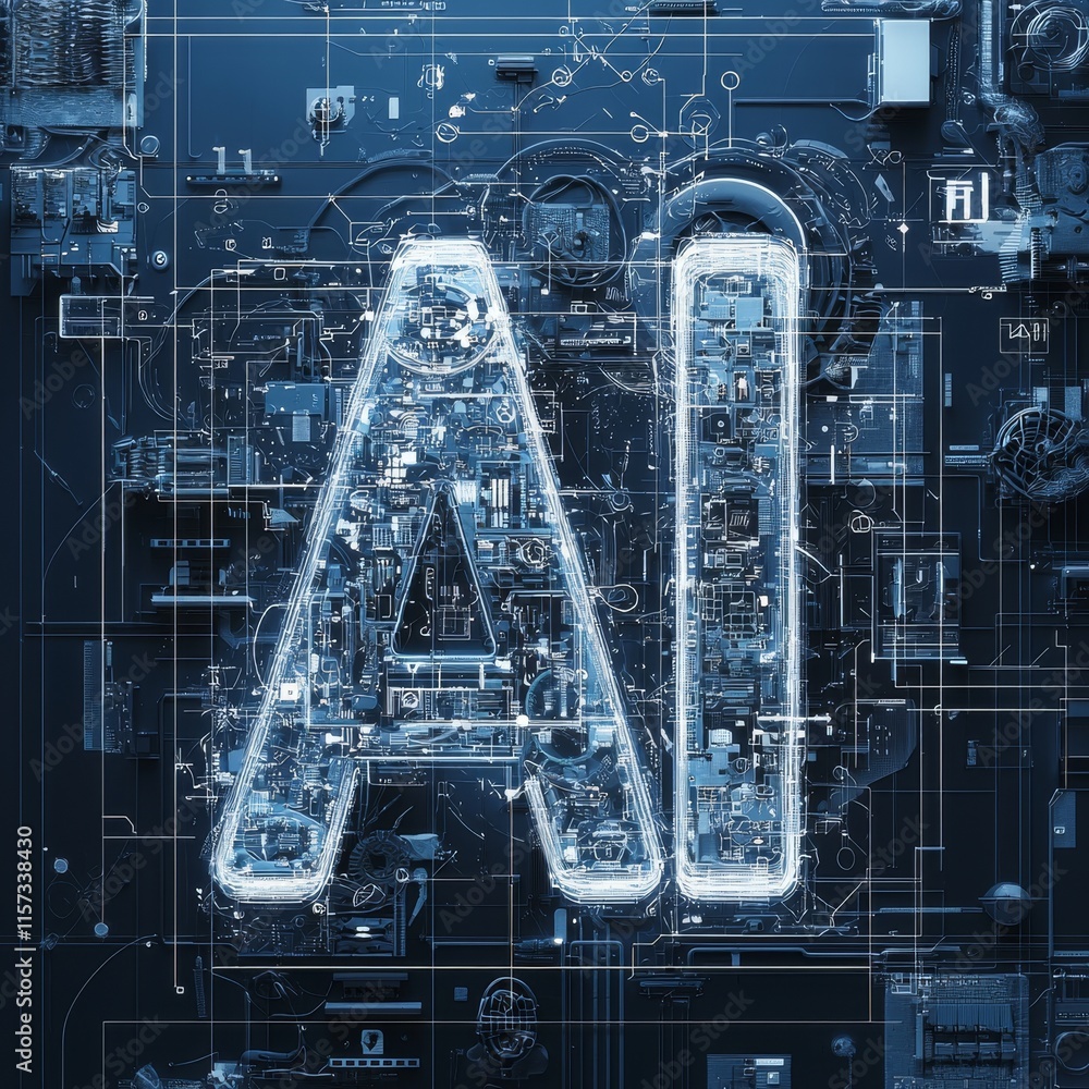 Aufkleber digital representation of artificial intelligence showcasing advanced technology and data flow in a 