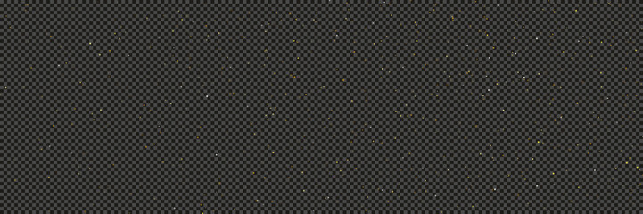 Gold glittering dust with stars on transparent backdrop