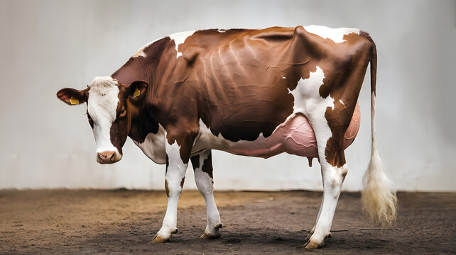 A photo of a cow in a white background.