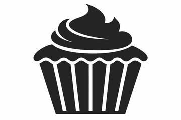 cupcake logo icon design template vector. Black cupcake Icon, muffin logo. Vector illustration isolated on white background