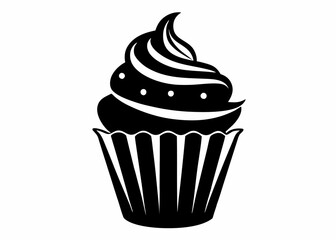 cupcake logo icon design template vector. Black cupcake Icon, muffin logo. Vector illustration isolated on white background