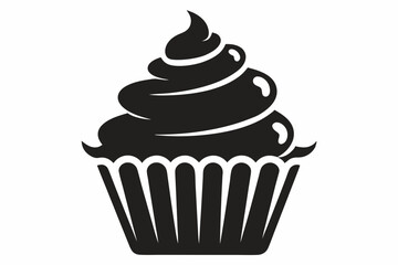 cupcake logo icon design template vector. Black cupcake Icon, muffin logo. Vector illustration isolated on white background