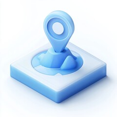 Digital Pin Icon Representing a Location Marker on a Map Interface Designed With a Sleek Blue and White Color Scheme