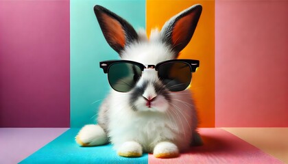 Funny Cool Rabbit wearing Sunglasses