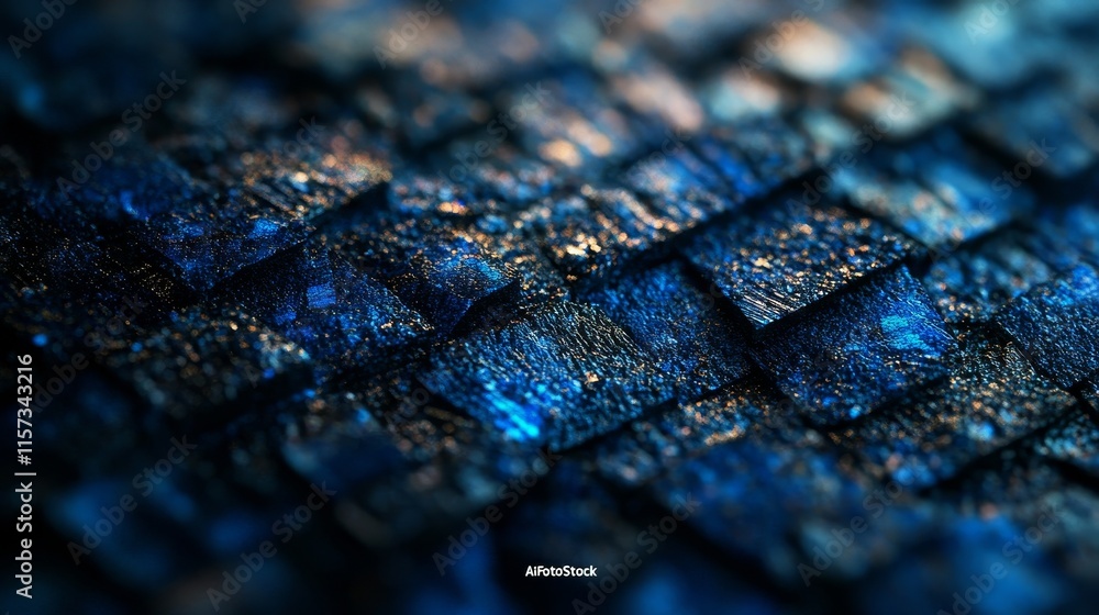 Poster Textured Blue Scales Create a Mesmerizing Visual Effect in an Abstract Design Featuring Layered Patterns and Intricate Details