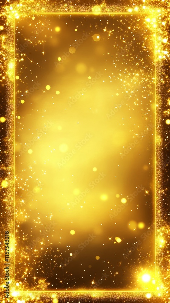 Poster golden background with shimmering lights creating a magical and festive atmosphere