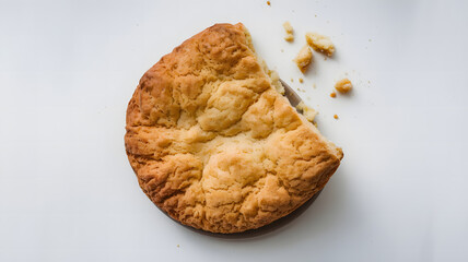 A photo of a biscuit on a white background.