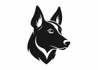 dog head black silhouette white background. Dog domestic animal head Dog head silhouette vector illustration
