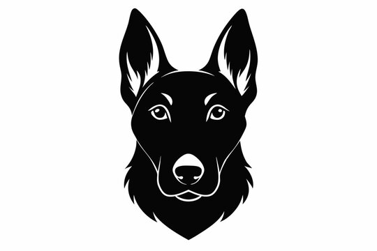 recommend clip art: dog head black silhouette white background. Dog domestic animal head Dog head silhouette vector illustration
                    