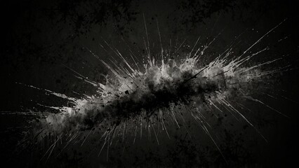 Obraz premium Abstract black and white splatter art on a dark background