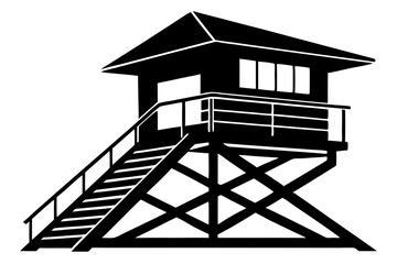 Lifeguard Tower silhouette vector illustration 