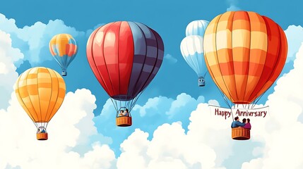 Fototapeta premium Happy Anniversary hot air balloon ride.