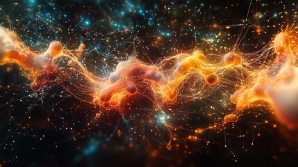 Obraz premium Abstract glowing energy flow with particles.