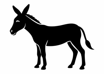 Donkey silhouette vector illustration. silhouette of a donkey, donkey vector illustration, animal vector art, donkey silhouette, pet vector icon, eps, donkey cartoon