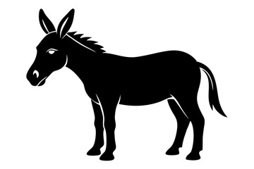 Donkey silhouette vector illustration. silhouette of a donkey, donkey vector illustration, animal vector art, donkey silhouette, pet vector icon, eps, donkey cartoon