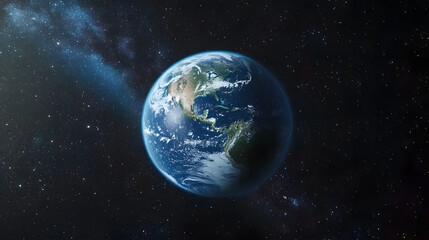 Obraz premium A stunning view of Earth from space with the Milky Way in the background. 