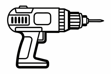 Drill Machine Vector Illustration. Drill silhouette vector illustration line art.