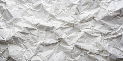 Obraz premium Crumpled white paper with folds and creases scattered around the surface, revealing a glimpse of the underlying texture , crumpled paper, texture