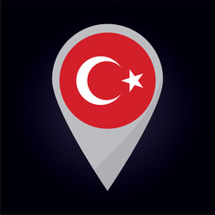 Turkey Flag on Location Pin. vector illustration